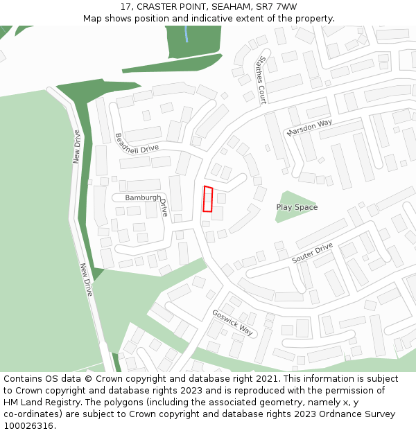17, CRASTER POINT, SEAHAM, SR7 7WW: Location map and indicative extent of plot