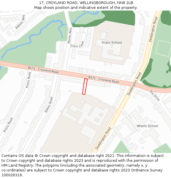 17, CROYLAND ROAD, WELLINGBOROUGH, NN8 2LB: Location map and indicative extent of plot