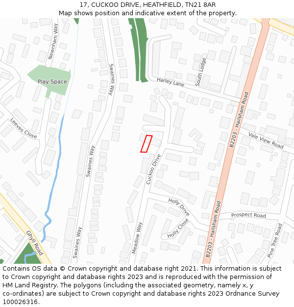 17, CUCKOO DRIVE, HEATHFIELD, TN21 8AR: Location map and indicative extent of plot