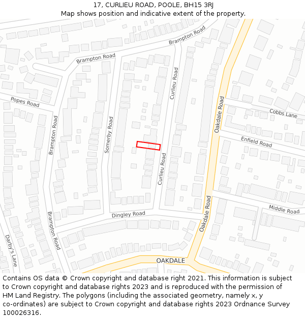 17, CURLIEU ROAD, POOLE, BH15 3RJ: Location map and indicative extent of plot