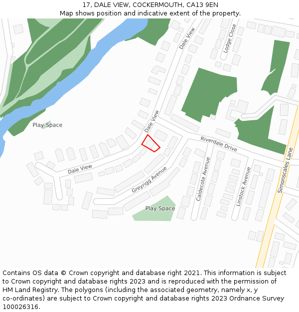 17, DALE VIEW, COCKERMOUTH, CA13 9EN: Location map and indicative extent of plot