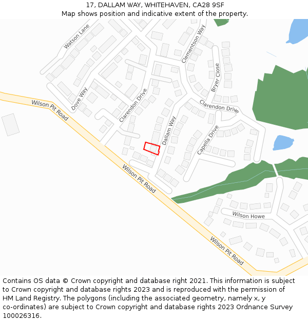 17, DALLAM WAY, WHITEHAVEN, CA28 9SF: Location map and indicative extent of plot
