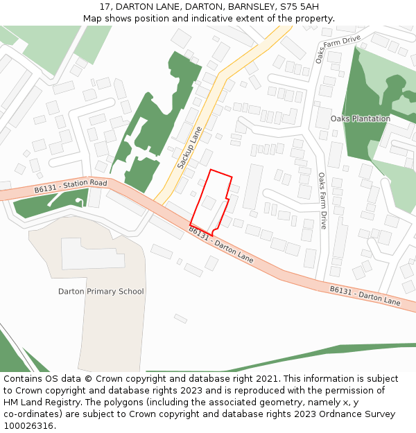 17, DARTON LANE, DARTON, BARNSLEY, S75 5AH: Location map and indicative extent of plot