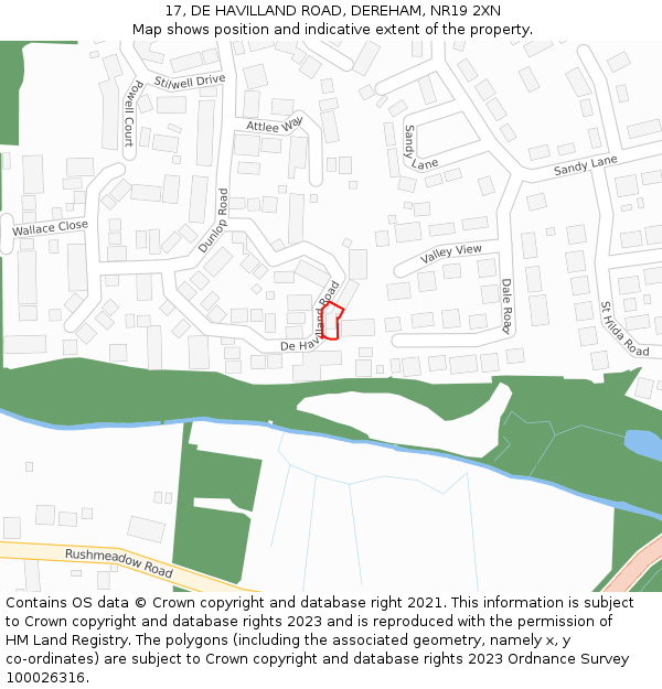 17, DE HAVILLAND ROAD, DEREHAM, NR19 2XN: Location map and indicative extent of plot