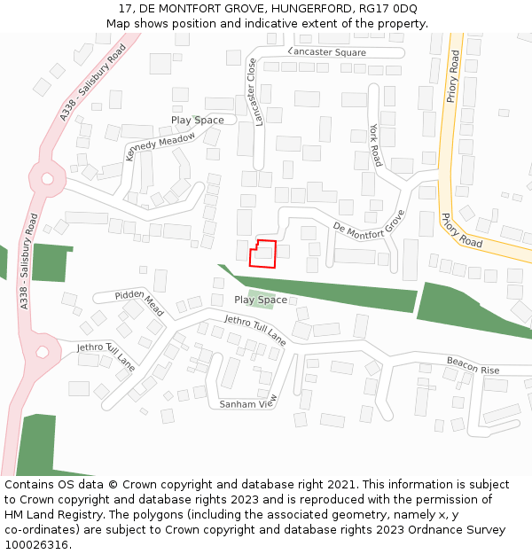 17, DE MONTFORT GROVE, HUNGERFORD, RG17 0DQ: Location map and indicative extent of plot