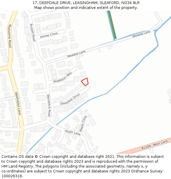 17, DEEPDALE DRIVE, LEASINGHAM, SLEAFORD, NG34 8LR: Location map and indicative extent of plot