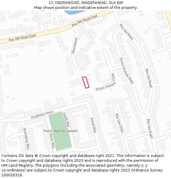 17, DEERSWOOD, MAIDENHEAD, SL6 8XF: Location map and indicative extent of plot