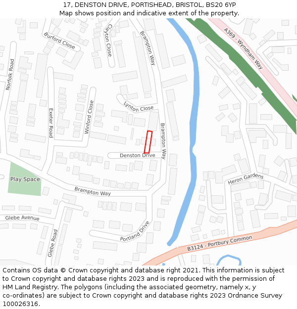 17, DENSTON DRIVE, PORTISHEAD, BRISTOL, BS20 6YP: Location map and indicative extent of plot