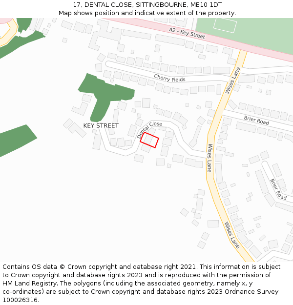 17, DENTAL CLOSE, SITTINGBOURNE, ME10 1DT: Location map and indicative extent of plot