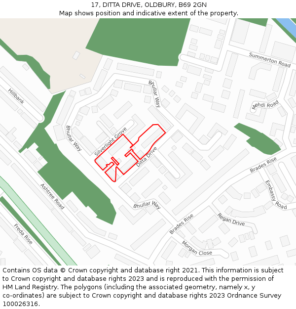 17, DITTA DRIVE, OLDBURY, B69 2GN: Location map and indicative extent of plot