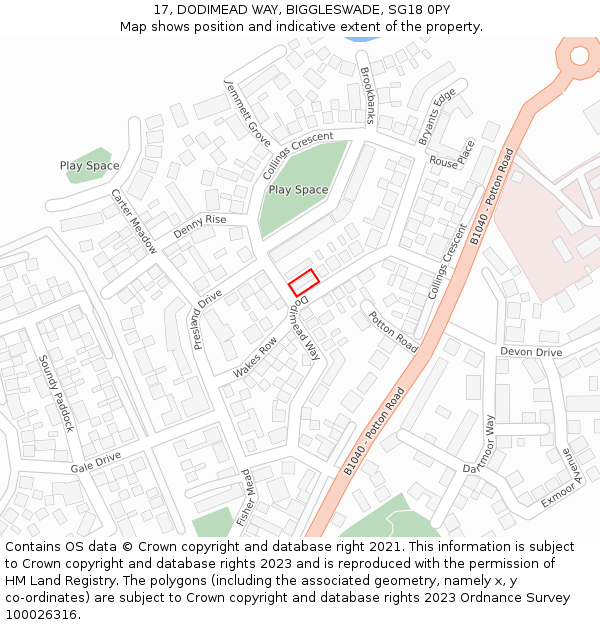 17, DODIMEAD WAY, BIGGLESWADE, SG18 0PY: Location map and indicative extent of plot