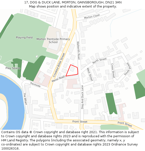 17, DOG & DUCK LANE, MORTON, GAINSBOROUGH, DN21 3AN: Location map and indicative extent of plot