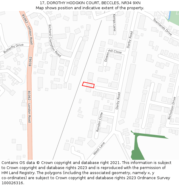 17, DOROTHY HODGKIN COURT, BECCLES, NR34 9XN: Location map and indicative extent of plot