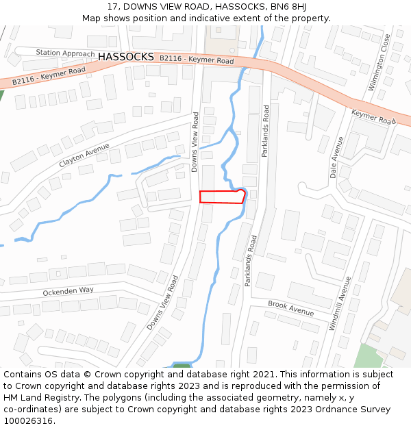 17, DOWNS VIEW ROAD, HASSOCKS, BN6 8HJ: Location map and indicative extent of plot