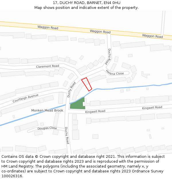 17, DUCHY ROAD, BARNET, EN4 0HU: Location map and indicative extent of plot
