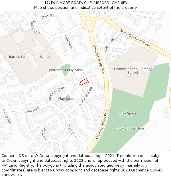 17, DUNMORE ROAD, CHELMSFORD, CM2 6RY: Location map and indicative extent of plot