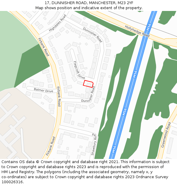 17, DUNNISHER ROAD, MANCHESTER, M23 2YF: Location map and indicative extent of plot