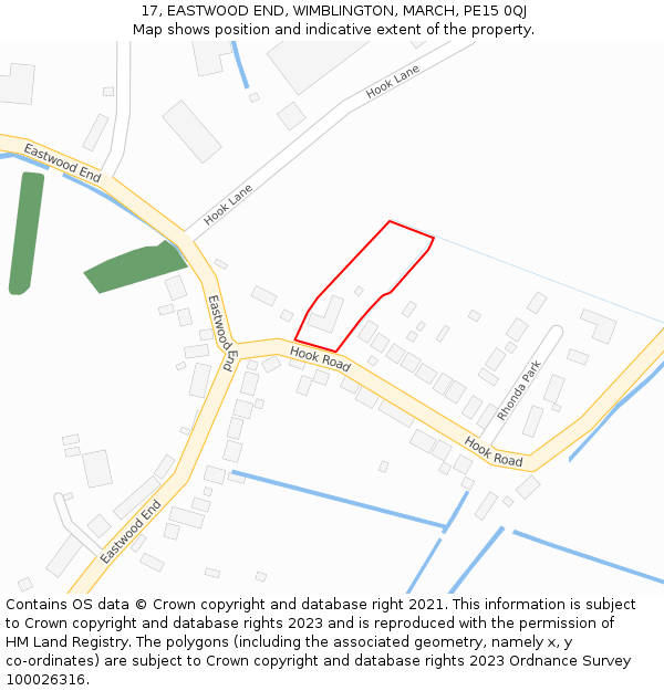 17, EASTWOOD END, WIMBLINGTON, MARCH, PE15 0QJ: Location map and indicative extent of plot