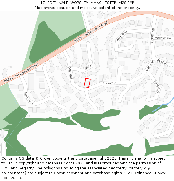 17, EDEN VALE, WORSLEY, MANCHESTER, M28 1YR: Location map and indicative extent of plot