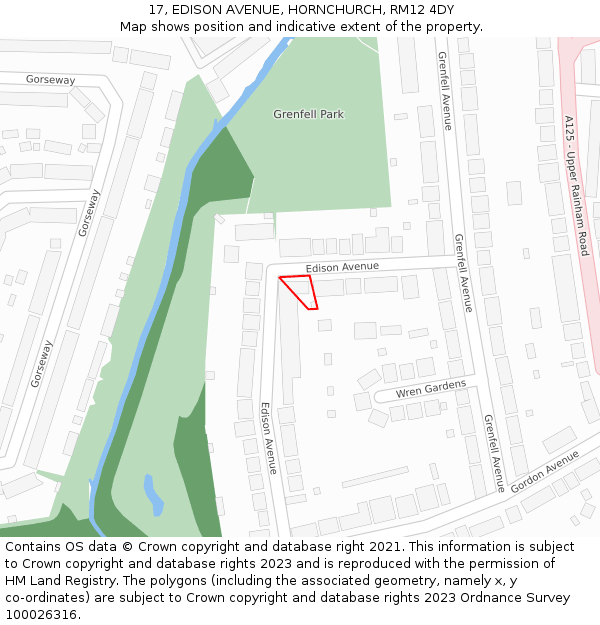 17, EDISON AVENUE, HORNCHURCH, RM12 4DY: Location map and indicative extent of plot