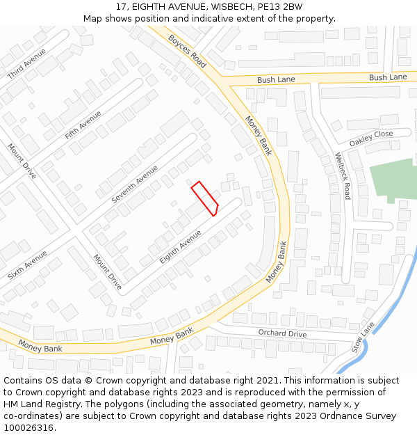 17, EIGHTH AVENUE, WISBECH, PE13 2BW: Location map and indicative extent of plot