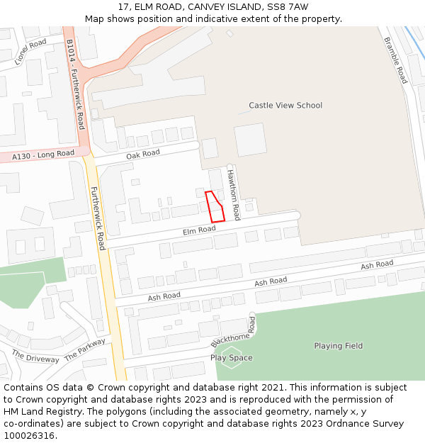 17, ELM ROAD, CANVEY ISLAND, SS8 7AW: Location map and indicative extent of plot