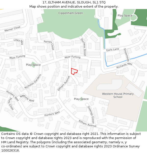 17, ELTHAM AVENUE, SLOUGH, SL1 5TQ: Location map and indicative extent of plot