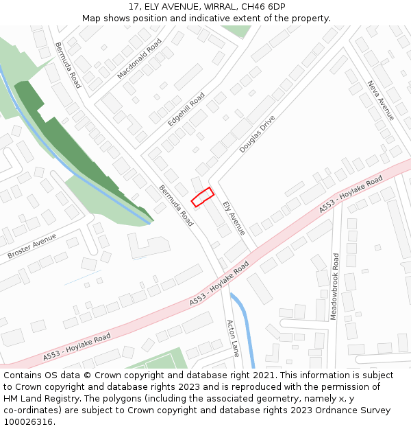 17, ELY AVENUE, WIRRAL, CH46 6DP: Location map and indicative extent of plot