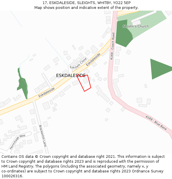 17, ESKDALESIDE, SLEIGHTS, WHITBY, YO22 5EP: Location map and indicative extent of plot