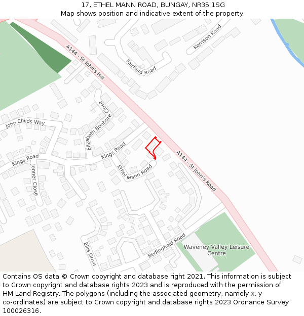 17, ETHEL MANN ROAD, BUNGAY, NR35 1SG: Location map and indicative extent of plot