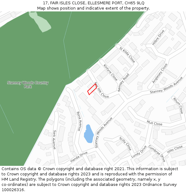 17, FAIR ISLES CLOSE, ELLESMERE PORT, CH65 9LQ: Location map and indicative extent of plot