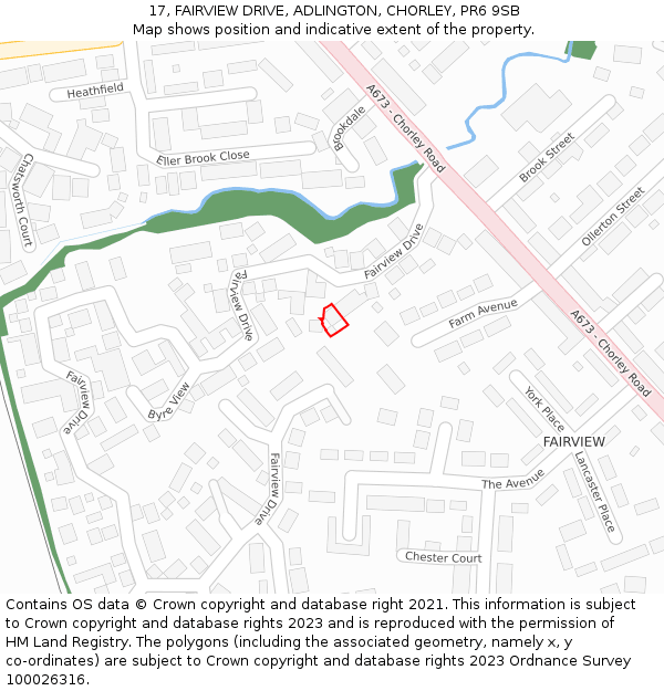 17, FAIRVIEW DRIVE, ADLINGTON, CHORLEY, PR6 9SB: Location map and indicative extent of plot