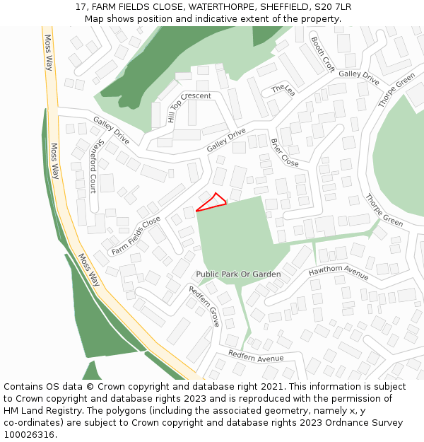 17, FARM FIELDS CLOSE, WATERTHORPE, SHEFFIELD, S20 7LR: Location map and indicative extent of plot