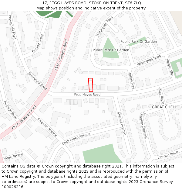 17, FEGG HAYES ROAD, STOKE-ON-TRENT, ST6 7LQ: Location map and indicative extent of plot