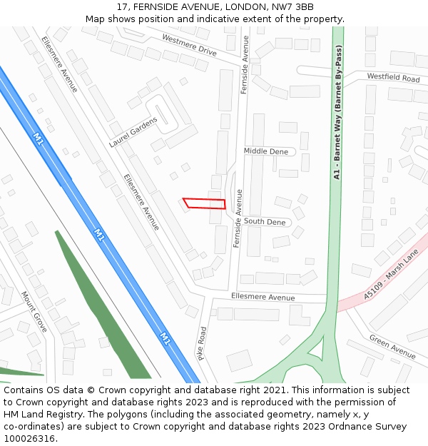 17, FERNSIDE AVENUE, LONDON, NW7 3BB: Location map and indicative extent of plot