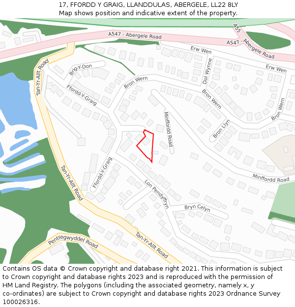 17, FFORDD Y GRAIG, LLANDDULAS, ABERGELE, LL22 8LY: Location map and indicative extent of plot