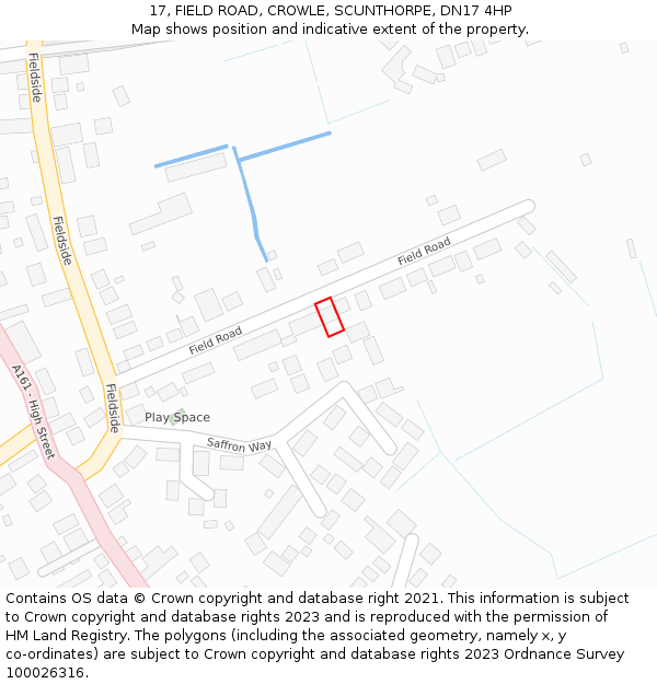 17, FIELD ROAD, CROWLE, SCUNTHORPE, DN17 4HP: Location map and indicative extent of plot