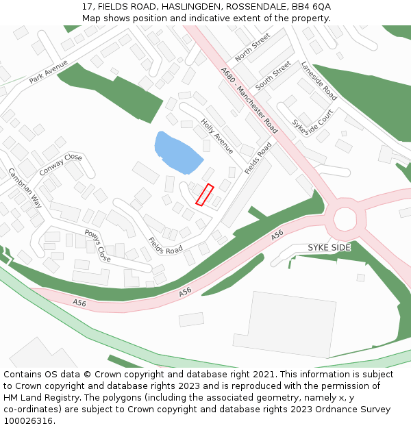 17, FIELDS ROAD, HASLINGDEN, ROSSENDALE, BB4 6QA: Location map and indicative extent of plot