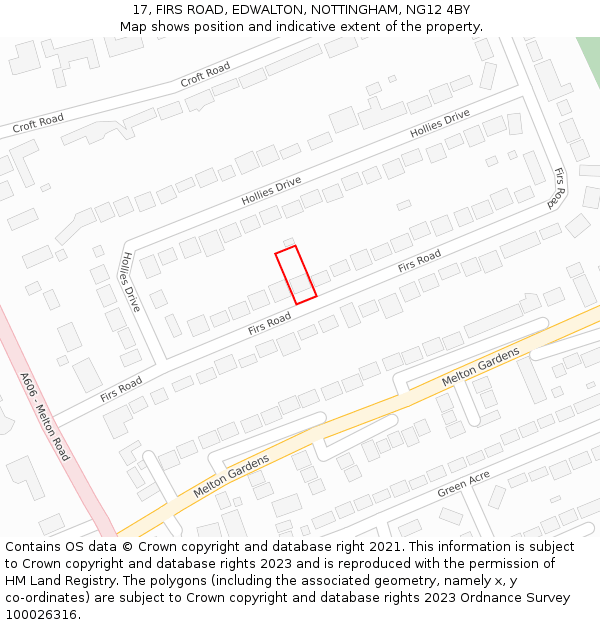 17, FIRS ROAD, EDWALTON, NOTTINGHAM, NG12 4BY: Location map and indicative extent of plot