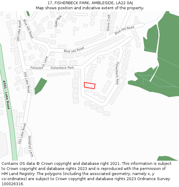 17, FISHERBECK PARK, AMBLESIDE, LA22 0AJ: Location map and indicative extent of plot