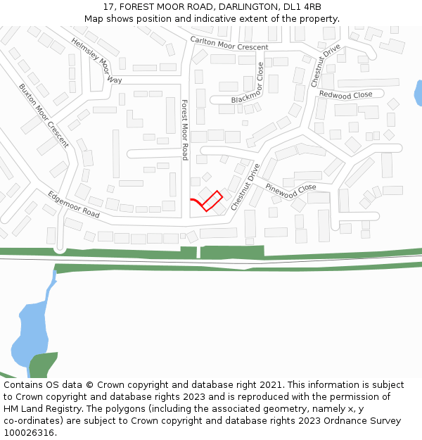 17, FOREST MOOR ROAD, DARLINGTON, DL1 4RB: Location map and indicative extent of plot