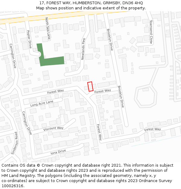 17, FOREST WAY, HUMBERSTON, GRIMSBY, DN36 4HQ: Location map and indicative extent of plot
