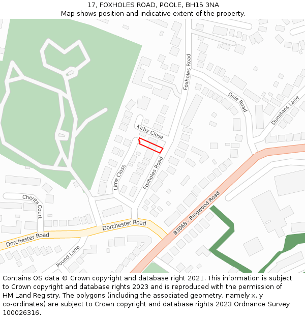 17, FOXHOLES ROAD, POOLE, BH15 3NA: Location map and indicative extent of plot