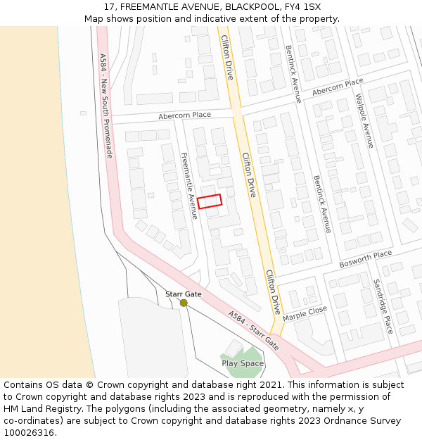 17, FREEMANTLE AVENUE, BLACKPOOL, FY4 1SX: Location map and indicative extent of plot