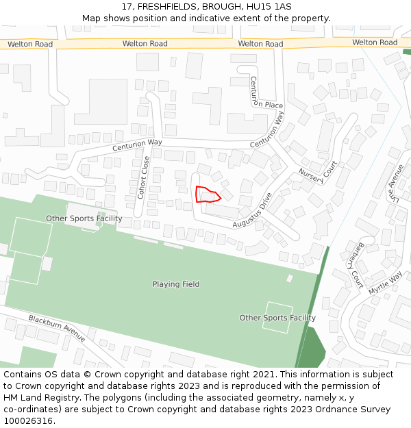 17, FRESHFIELDS, BROUGH, HU15 1AS: Location map and indicative extent of plot