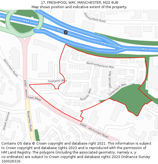 17, FRESHPOOL WAY, MANCHESTER, M22 4UB: Location map and indicative extent of plot