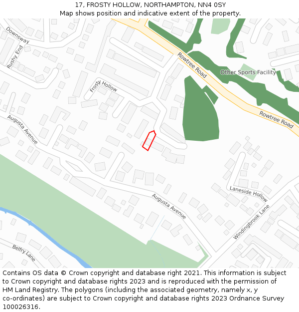 17, FROSTY HOLLOW, NORTHAMPTON, NN4 0SY: Location map and indicative extent of plot