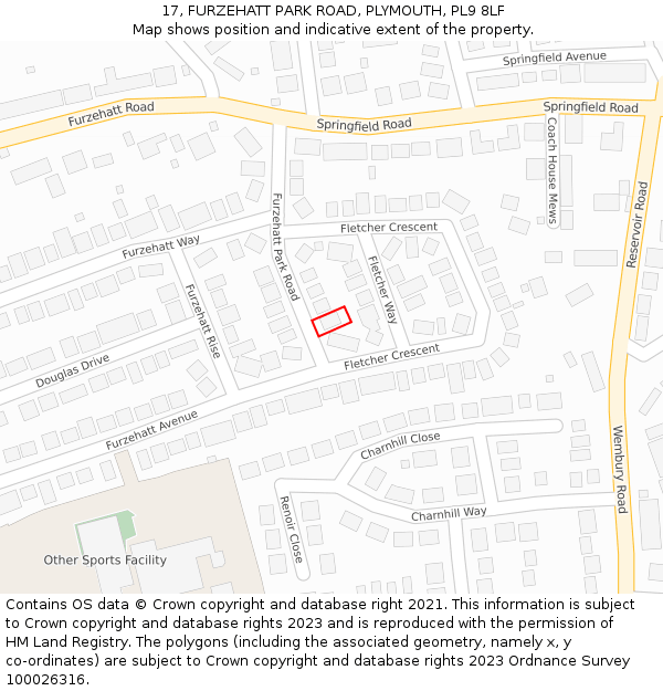 17, FURZEHATT PARK ROAD, PLYMOUTH, PL9 8LF: Location map and indicative extent of plot