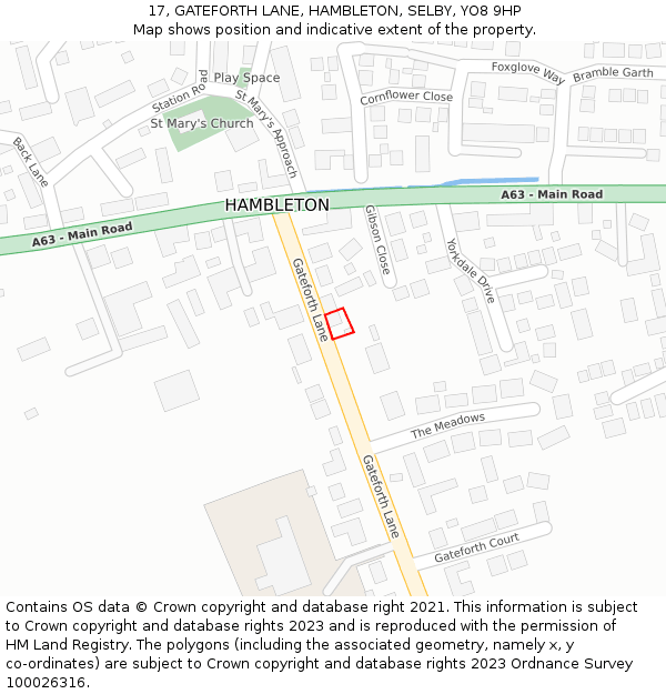 17, GATEFORTH LANE, HAMBLETON, SELBY, YO8 9HP: Location map and indicative extent of plot