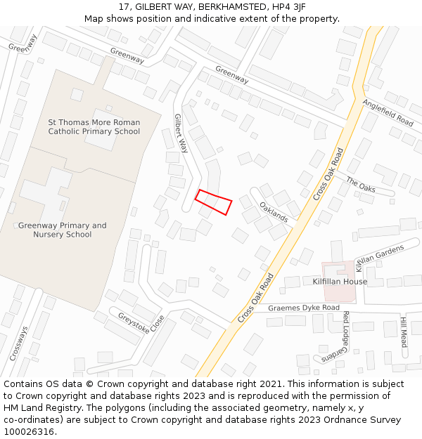 17, GILBERT WAY, BERKHAMSTED, HP4 3JF: Location map and indicative extent of plot